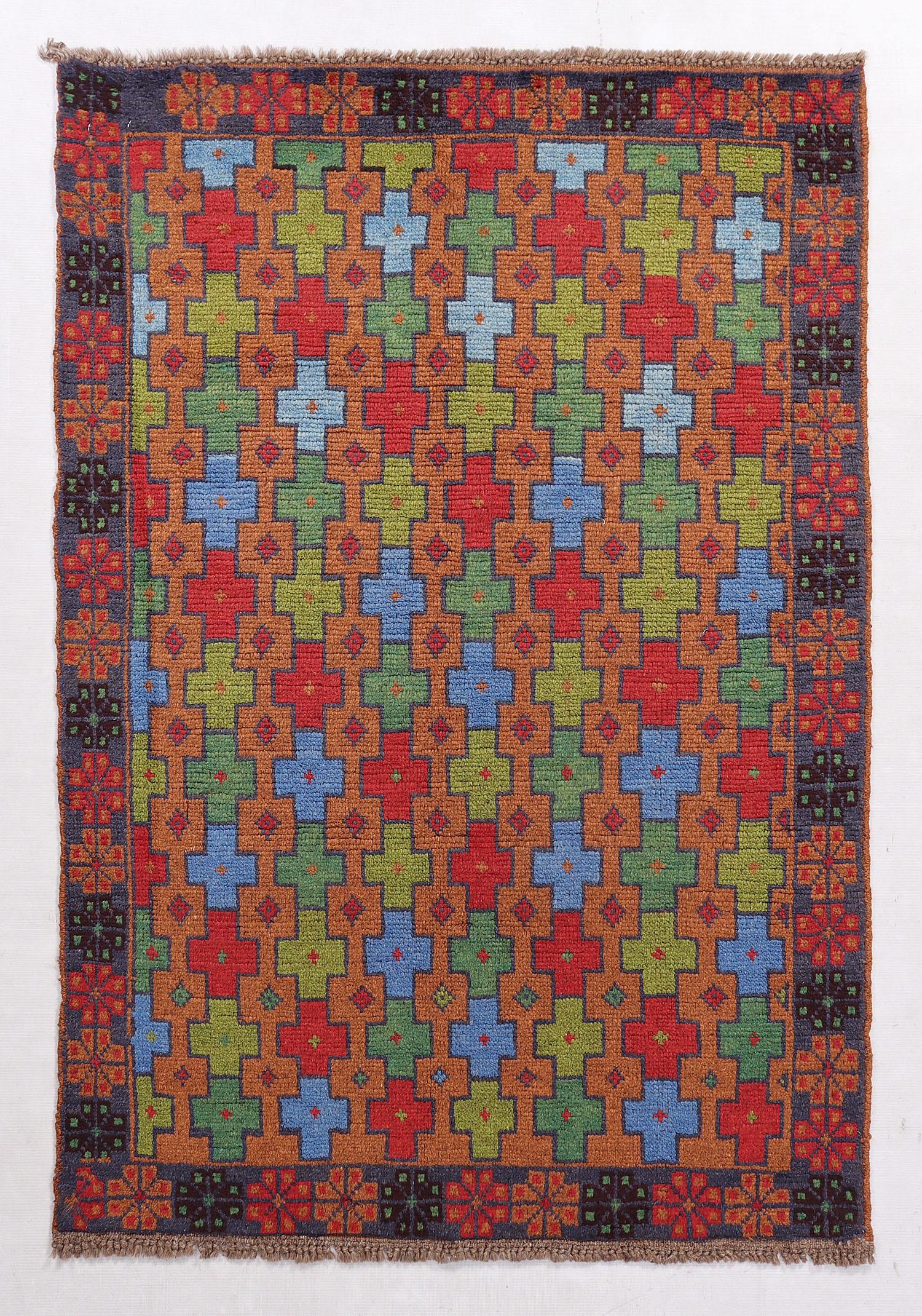 3' X 5'  Gold Handmade Kohistani Baluchi Afghan Rug Rectangular