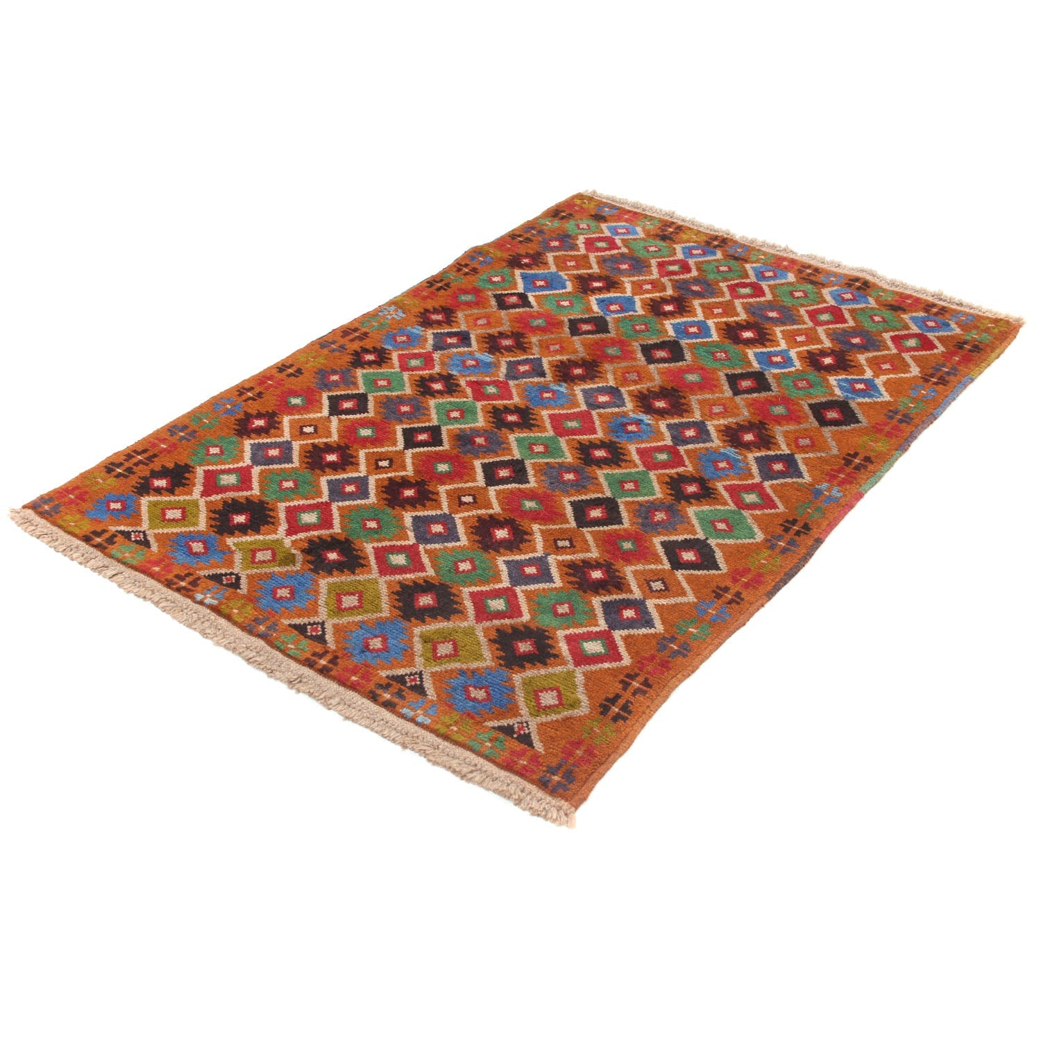3' x 5'  Gold Handmade Kohistani Baluchi Afghan Rug Rectangular