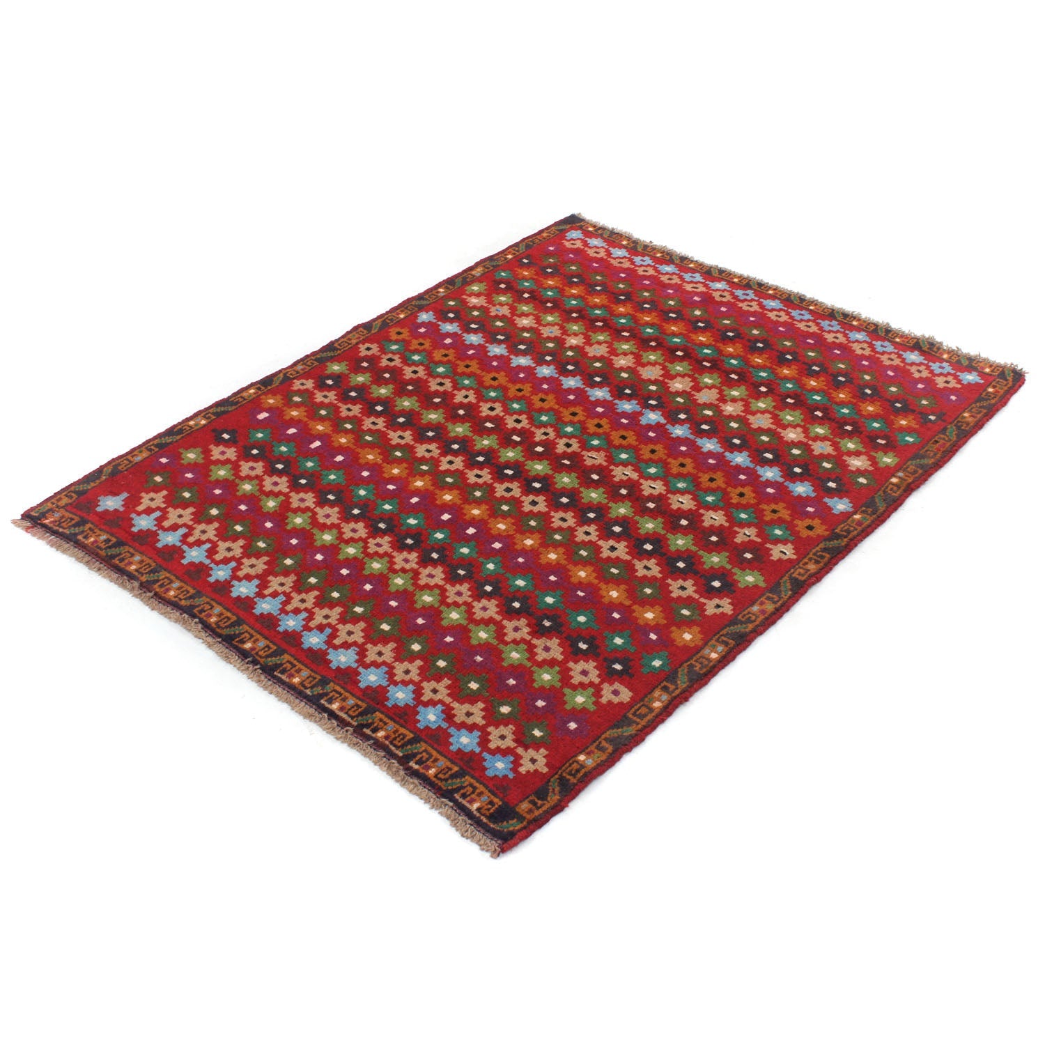 3' x 5'  Red Handmade Kohistani Baluchi Afghan Rug Rectangular