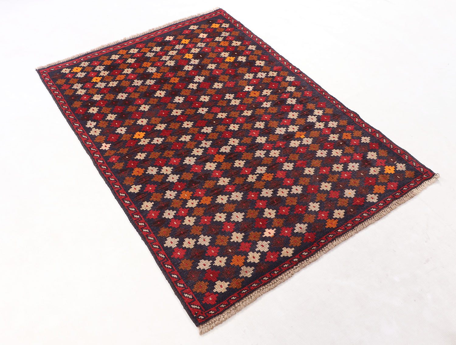 3' X 5'  Blue Handmade Kohistani Baluchi Afghan Rug Rectangular