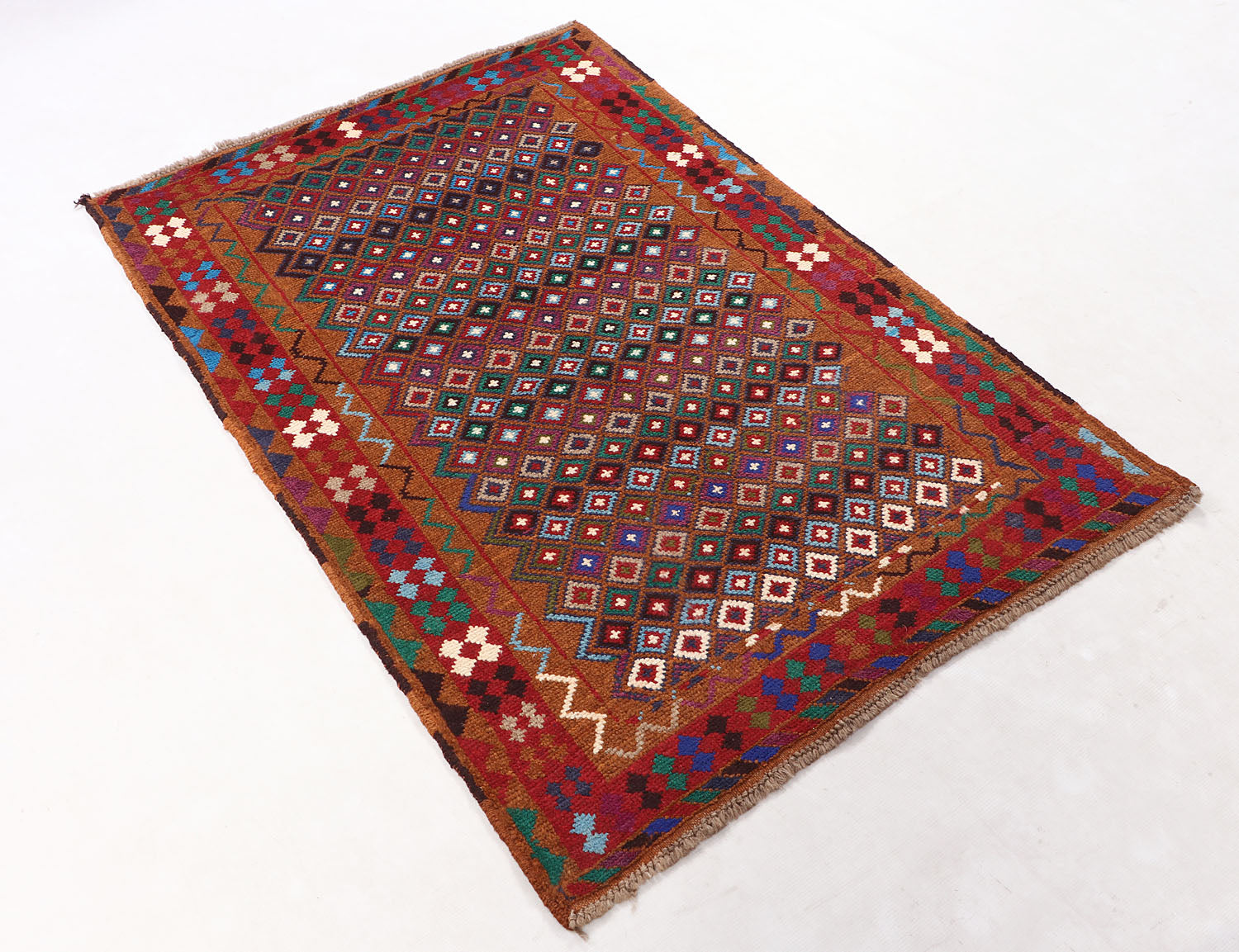3' X 5'  Gold Handmade Kohistani Baluchi Afghan Rug Rectangular