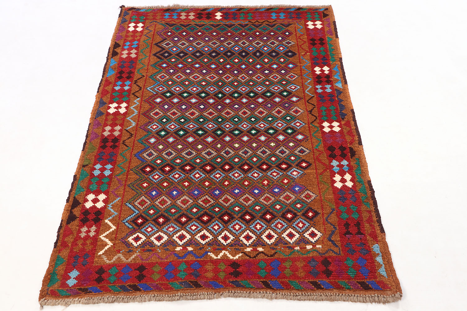 3' X 5'  Gold Handmade Kohistani Baluchi Afghan Rug Rectangular