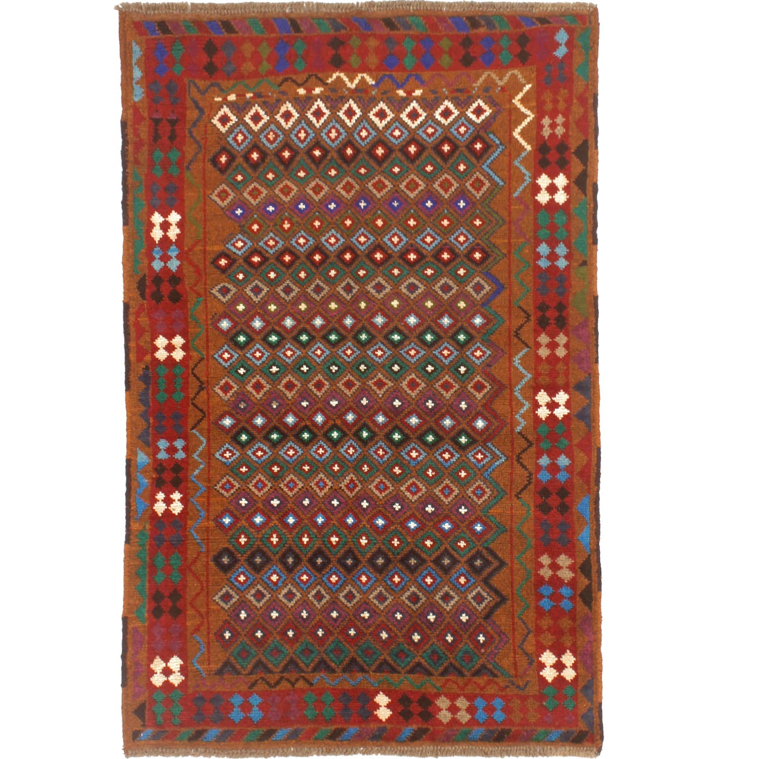 3' X 5'  Gold Handmade Kohistani Baluchi Afghan Rug Rectangular
