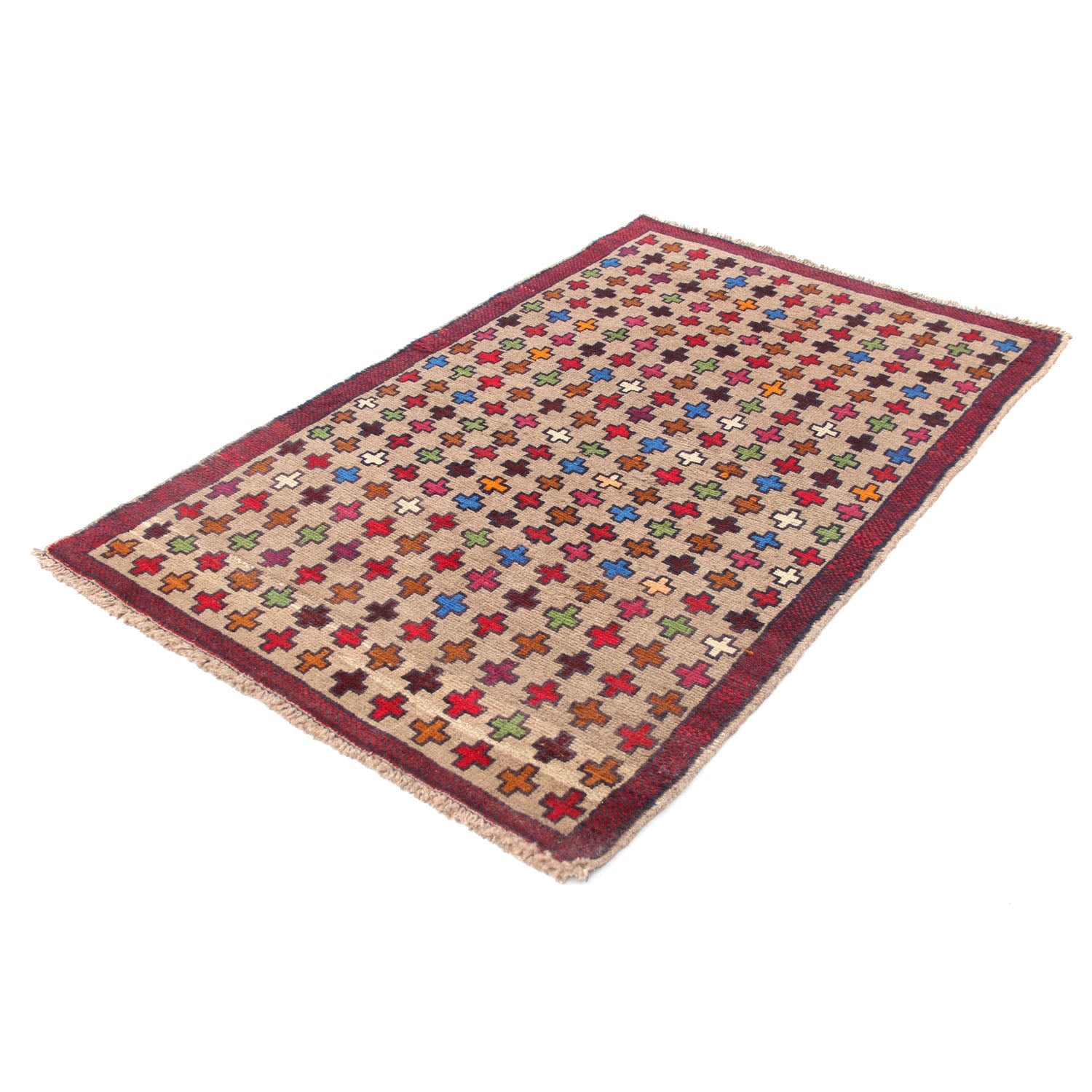 3' X 5'  L.brown Handmade Kohistani Baluchi Afghan Rug Rectangular