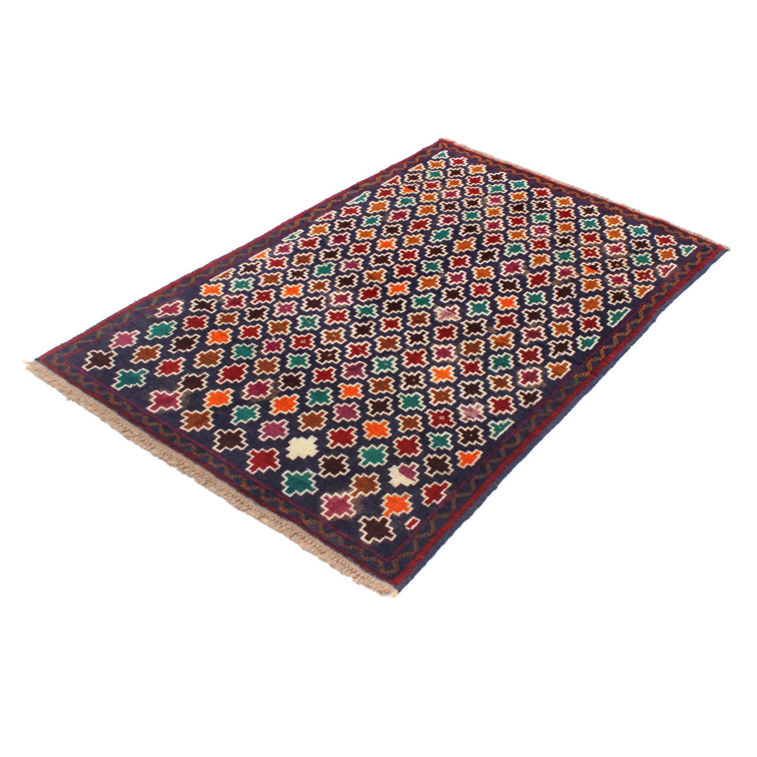 3' X 5'  Blue Handmade Kohistani Baluchi Afghan Rug Rectangular