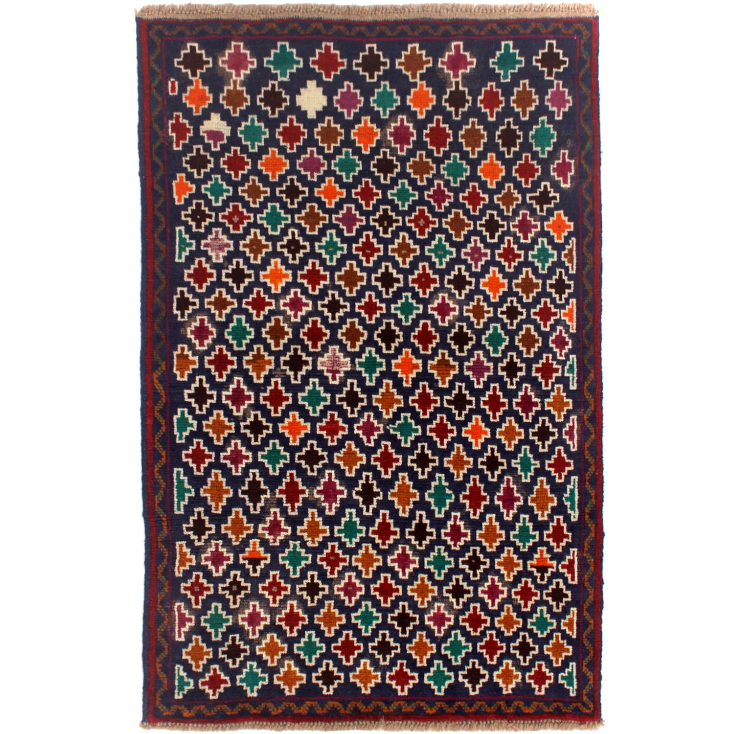 3' X 5'  Blue Handmade Kohistani Baluchi Afghan Rug Rectangular