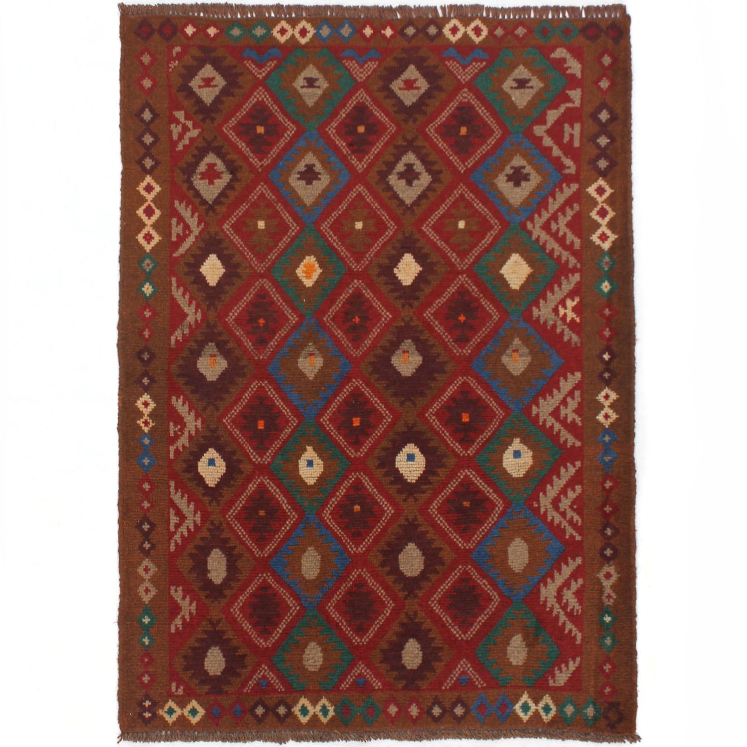 3' x 5'  Gold Handmade Kohistani Baluchi Afghan Rug Rectangular