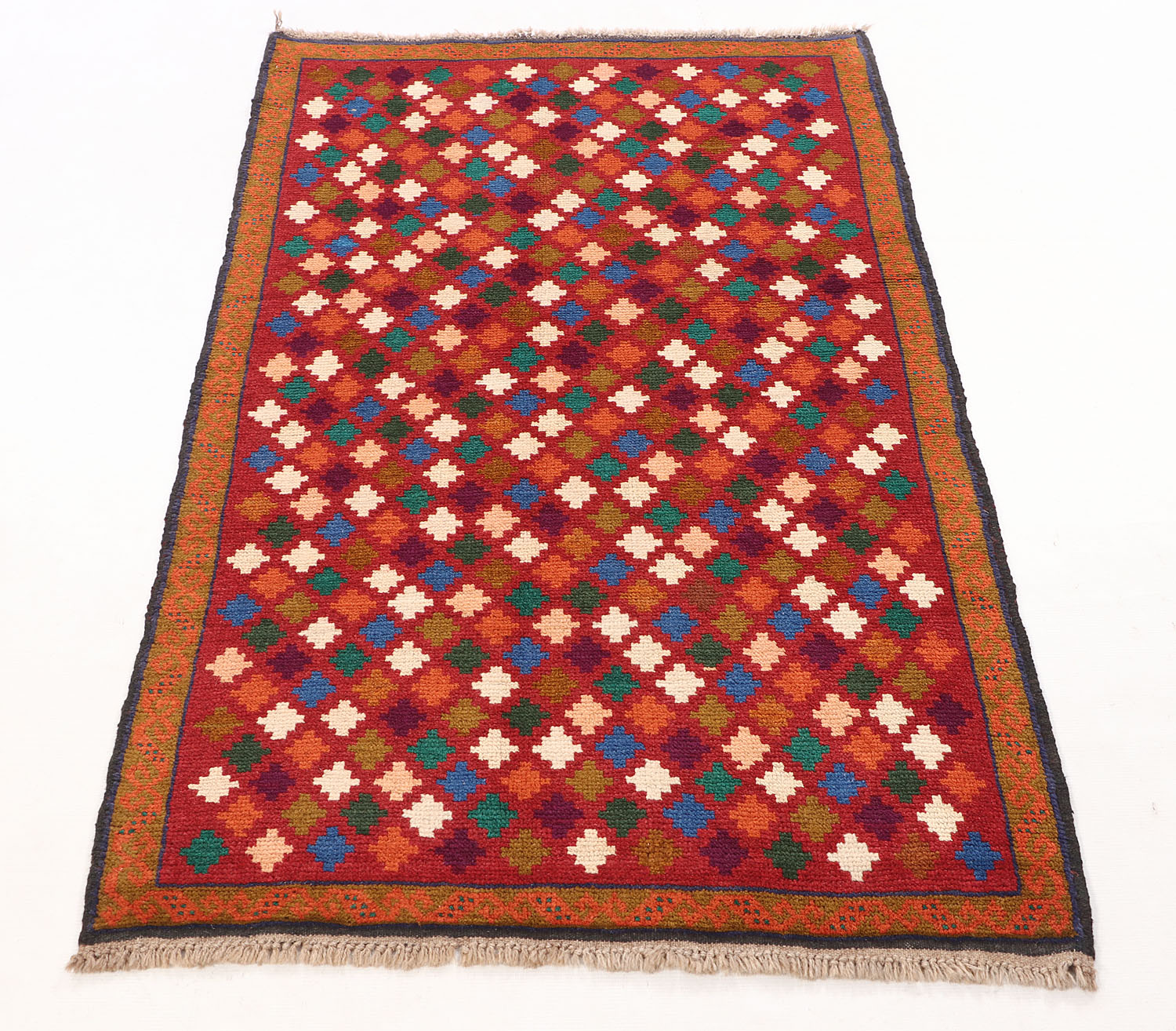3' X 5'  Red Handmade Kohistani Baluchi Afghan Rug Rectangular