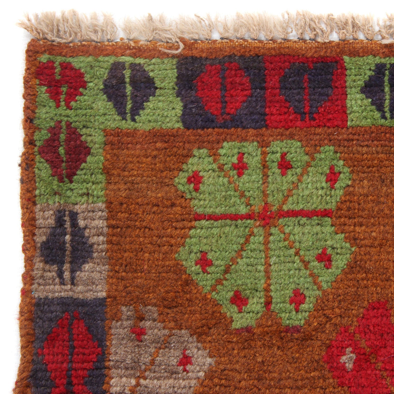 4' x 4'  Gold Handmade Kohistani Baluchi Afghan Rug Square