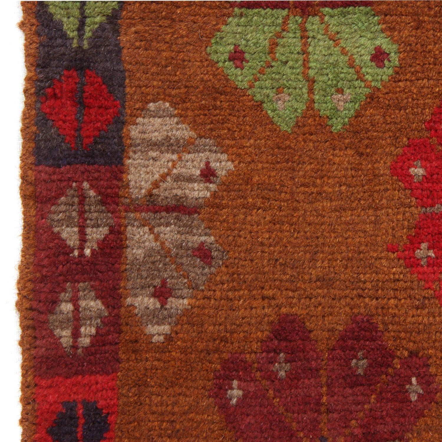 4' x 4'  Gold Handmade Kohistani Baluchi Afghan Rug Square