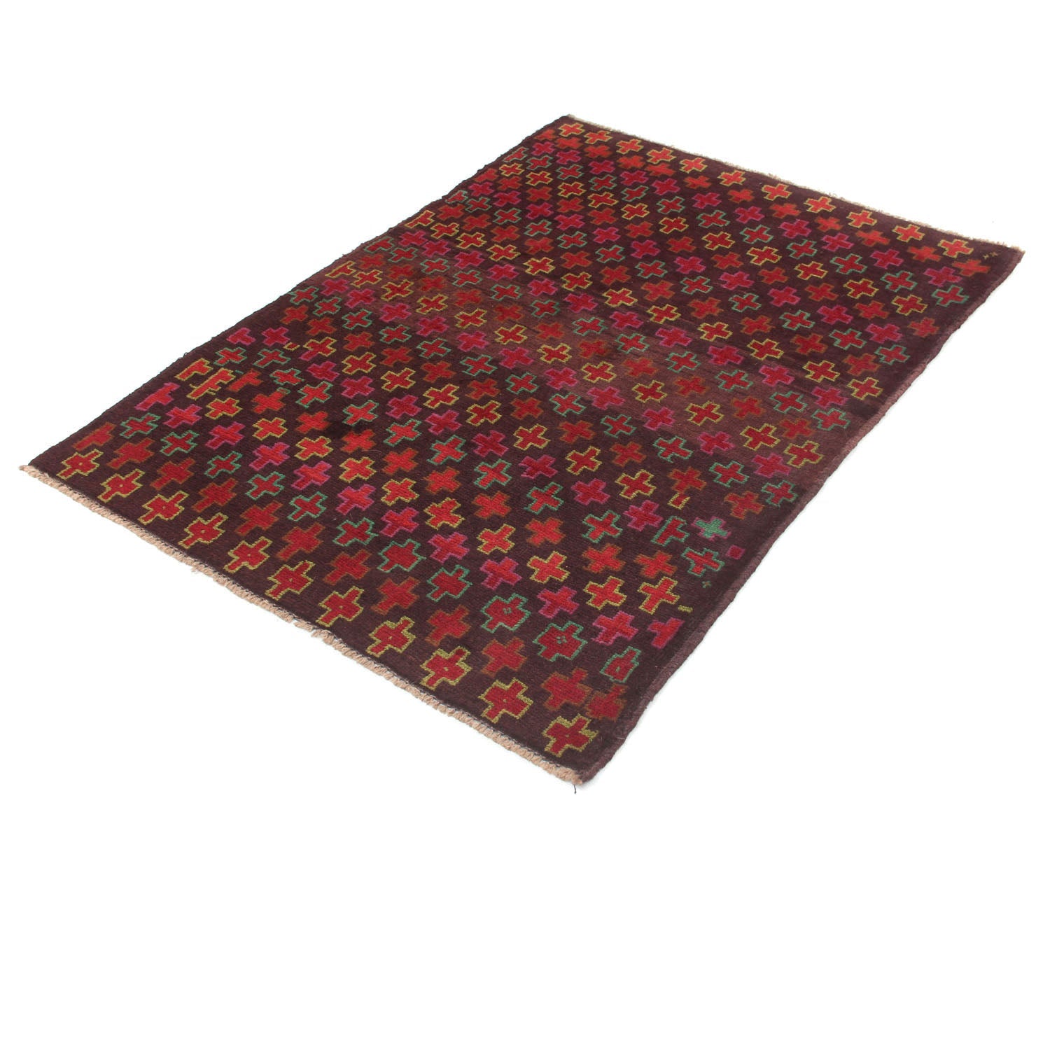 3' X 5'  Brown Handmade Kohistani Baluchi Afghan Rug Rectangular