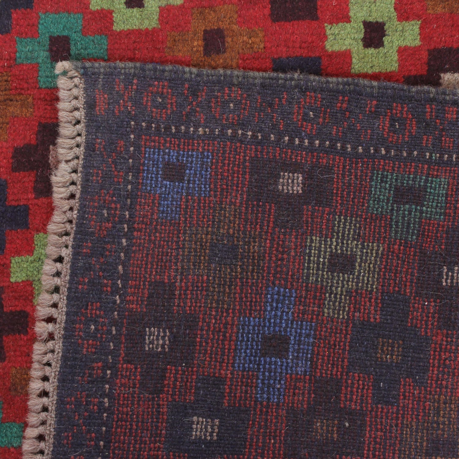 3' X 5'  Red Handmade Kohistani Baluchi Afghan Rug Rectangular