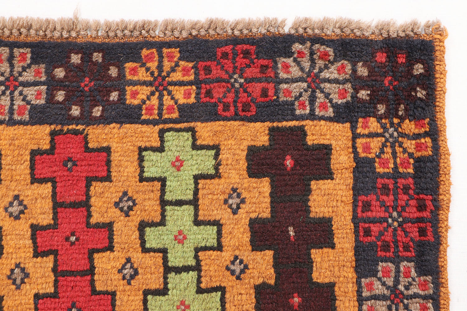 3' X 5'  Gold Handmade Kohistani Baluchi Afghan Rug Rectangular