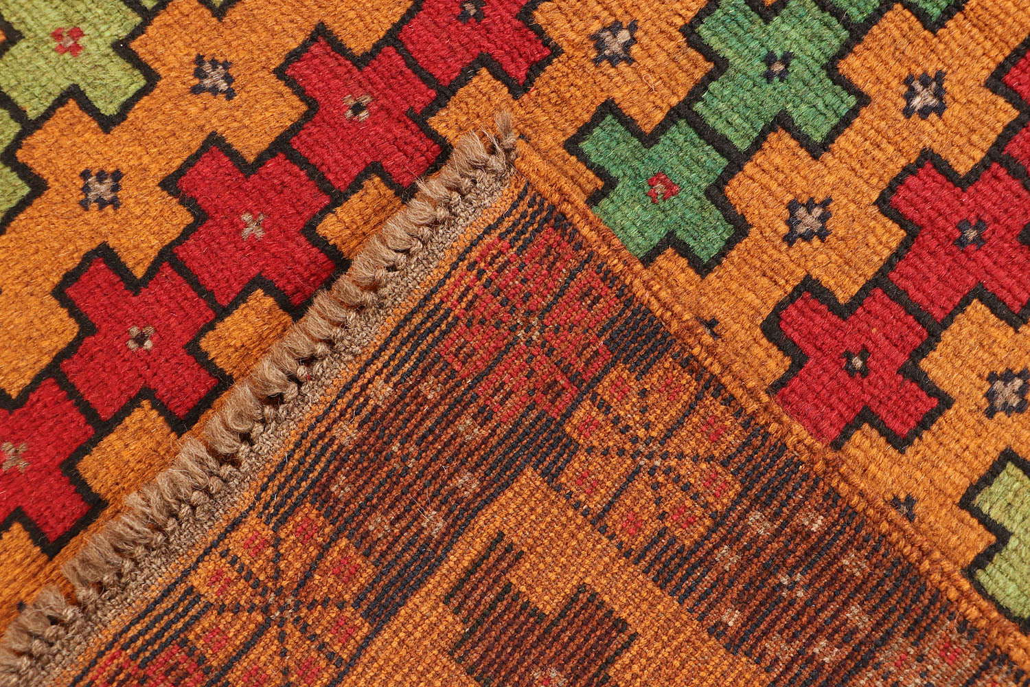 3' X 5'  Gold Handmade Kohistani Baluchi Afghan Rug Rectangular