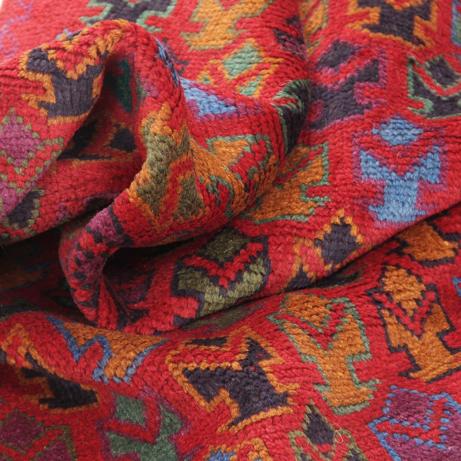 3' X 4'  Red Handmade Kohistani Baluchi Afghan Rug Rectangular