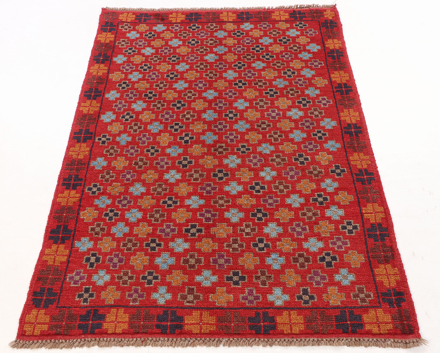 3' x 5'  Red Handmade Kohistani Baluchi Afghan Rug Rectangular