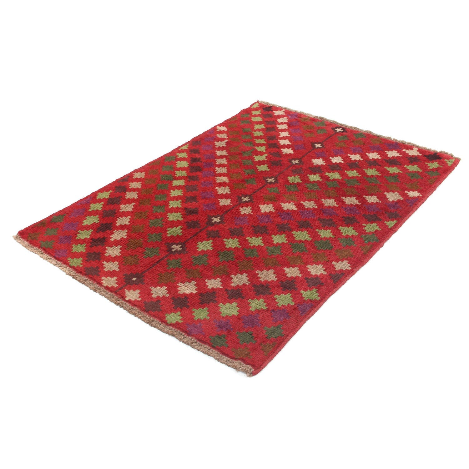 3' X 5'  Red Handmade Kohistani Baluchi Afghan Rug Rectangular