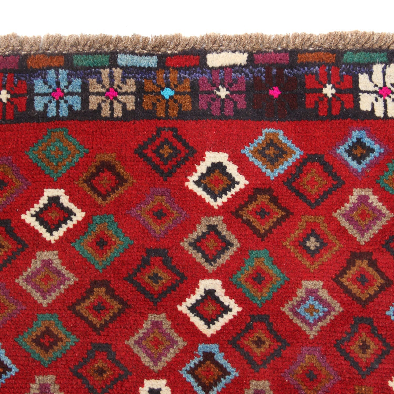 3' X 5'  Red Handmade Kohistani Baluchi Afghan Rug Rectangular