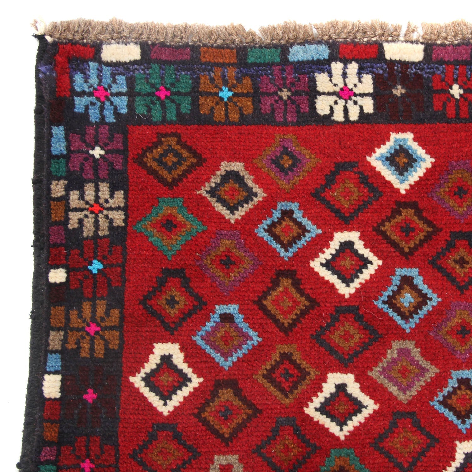 3' X 5'  Red Handmade Kohistani Baluchi Afghan Rug Rectangular
