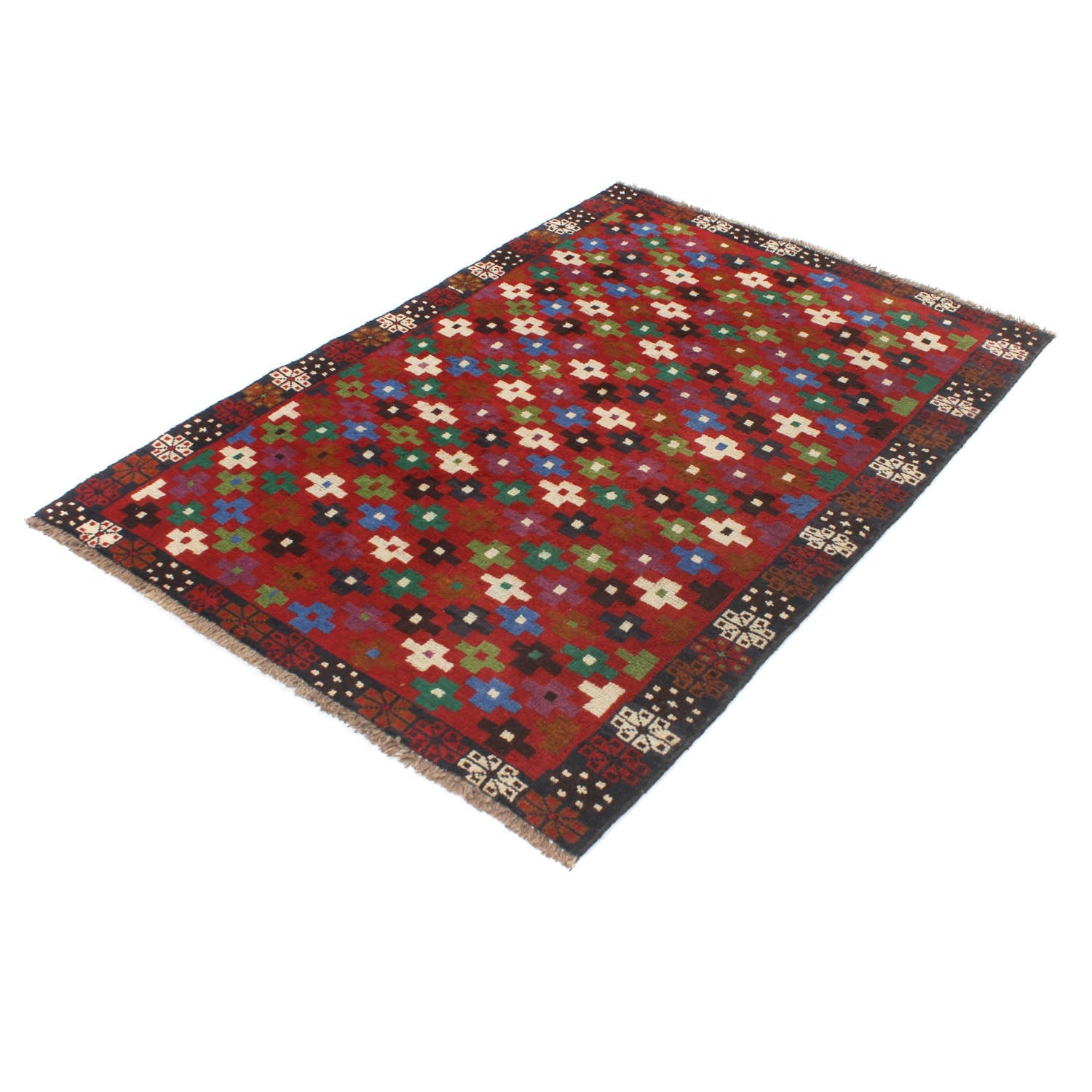 3' X 5'  Red Handmade Kohistani Baluchi Afghan Rug Rectangular