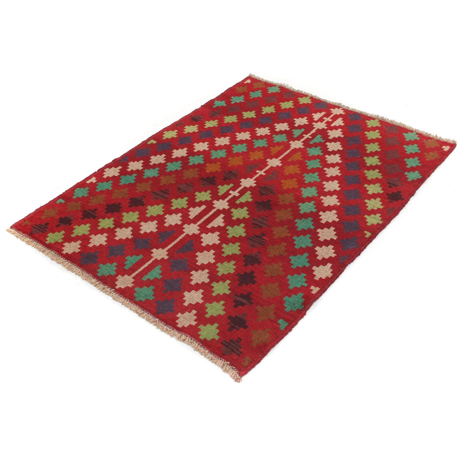 3' x 5'  Red Handmade Kohistani Baluchi Afghan Rug Rectangular