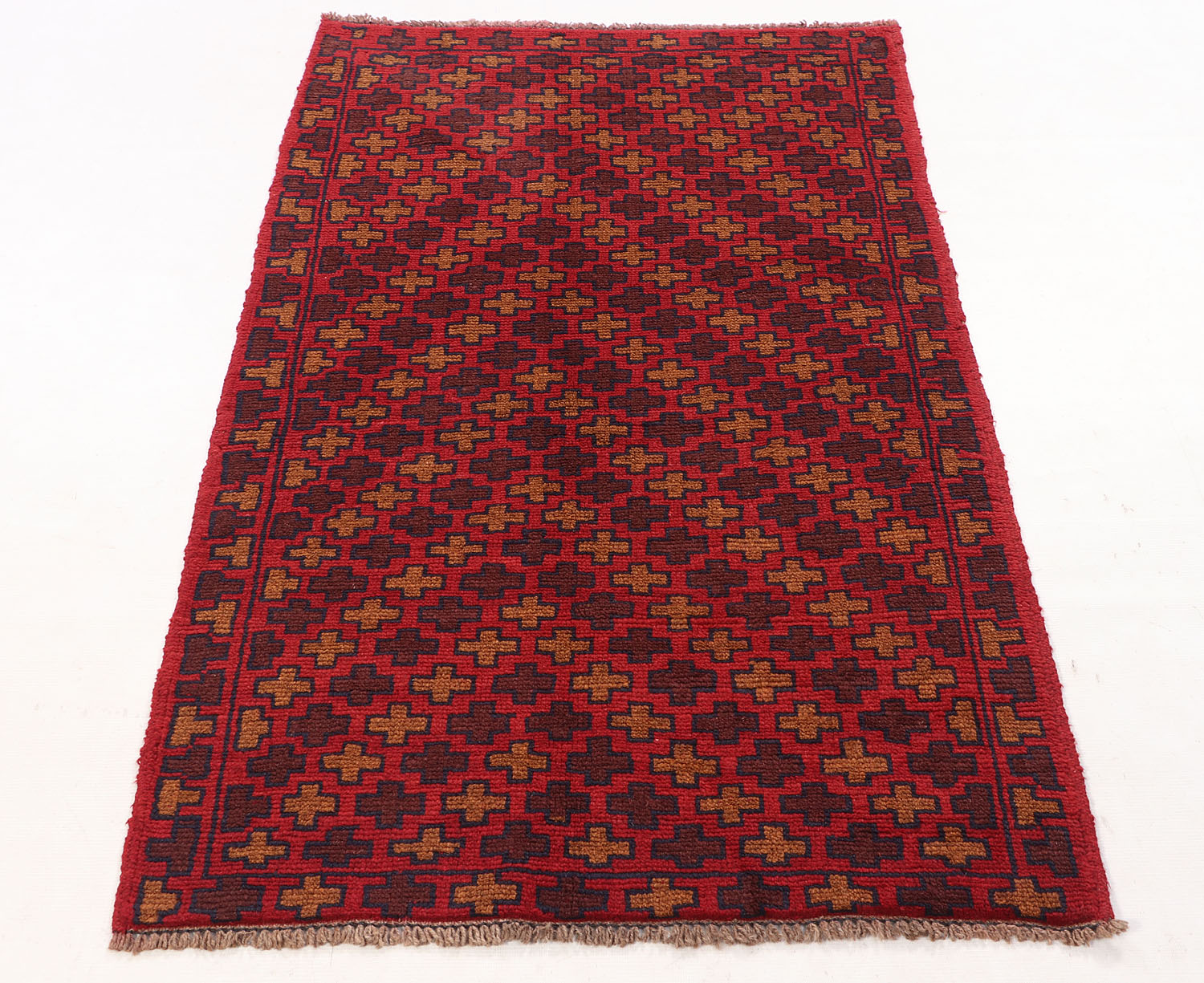 3' X 5'  Red Handmade Kohistani Baluchi Afghan Rug Rectangular