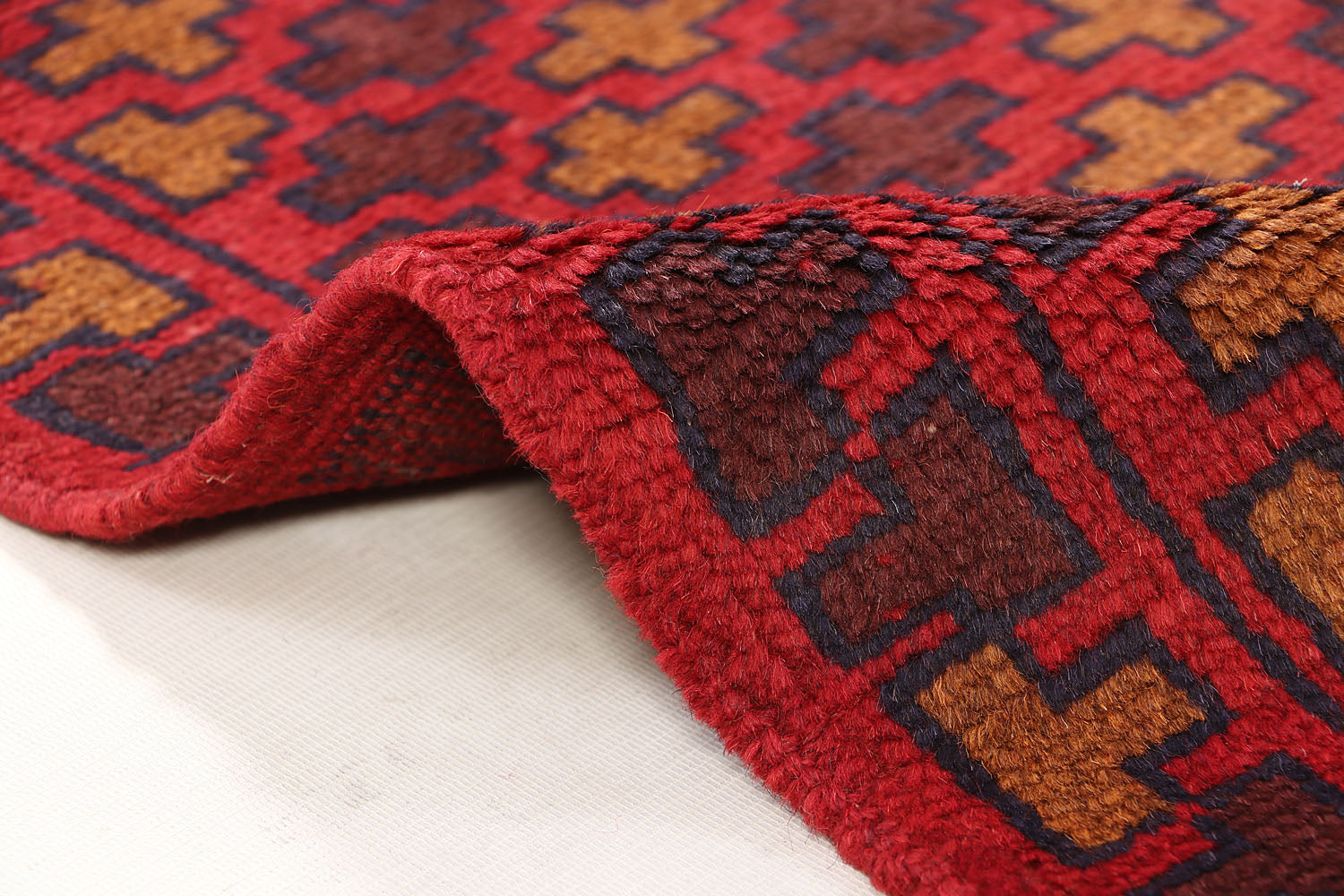 3' X 5'  Red Handmade Kohistani Baluchi Afghan Rug Rectangular