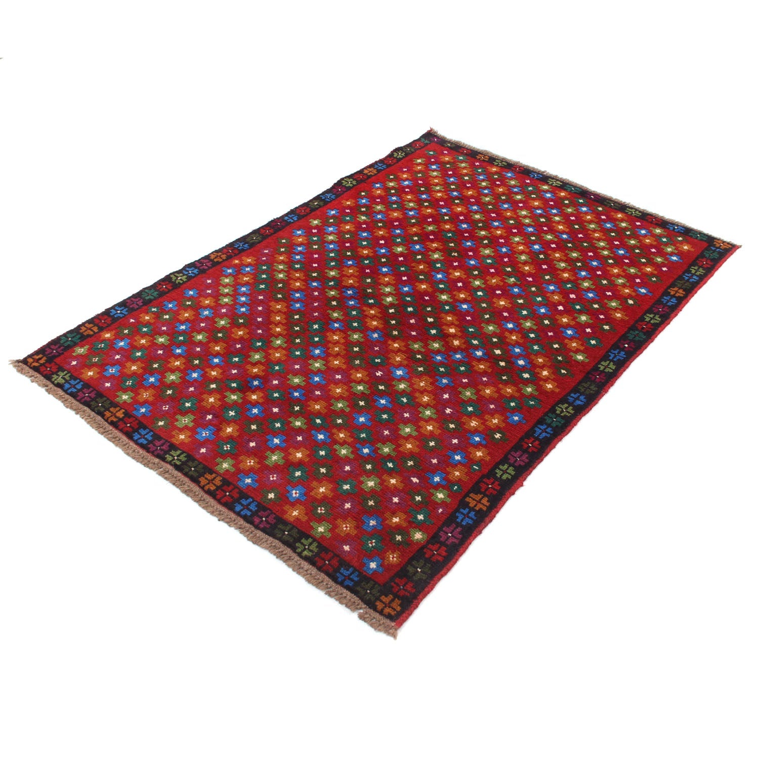3' X 5'  Red Handmade Kohistani Baluchi Afghan Rug Rectangular