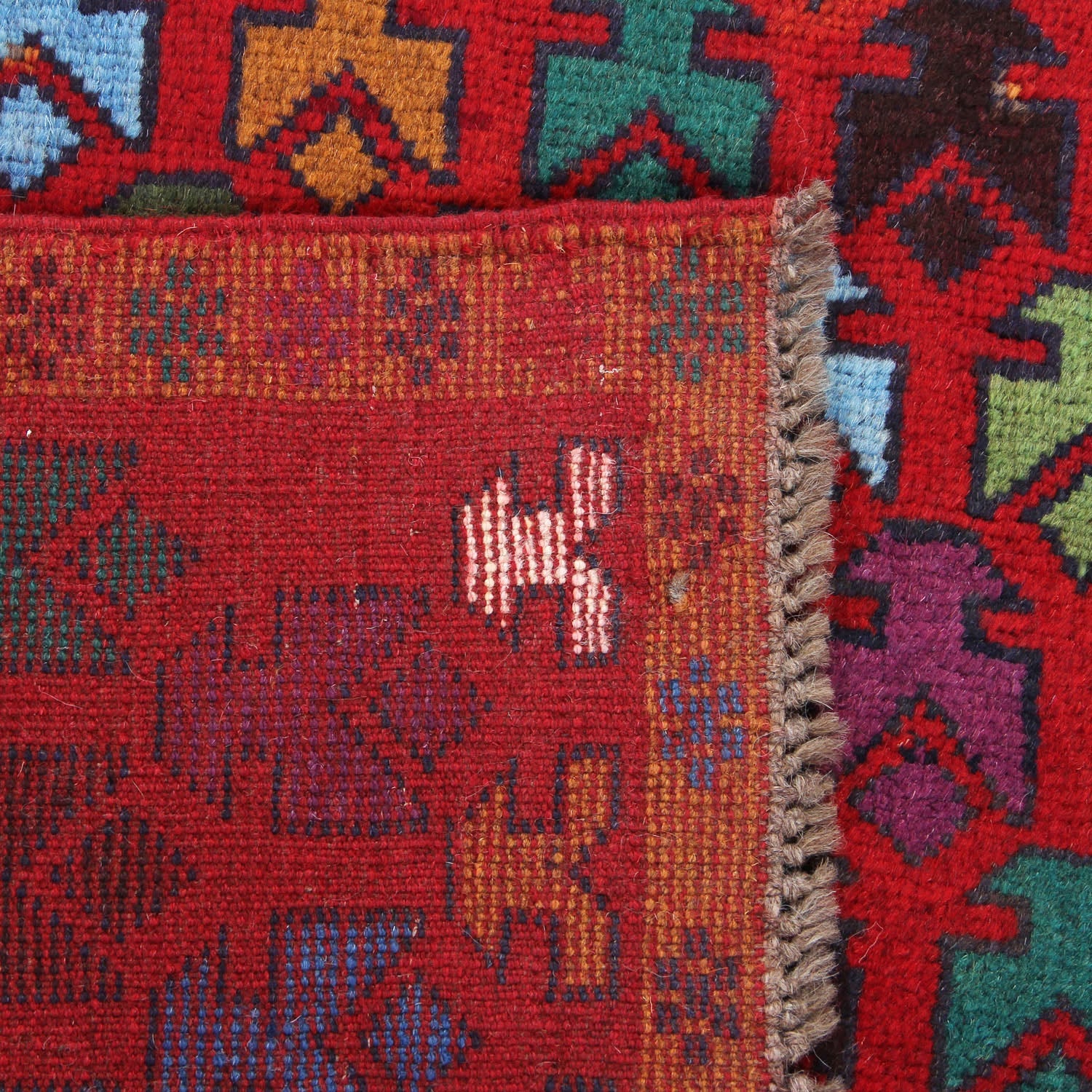3' X 5'  Red Handmade Kohistani Baluchi Afghan Rug Rectangular