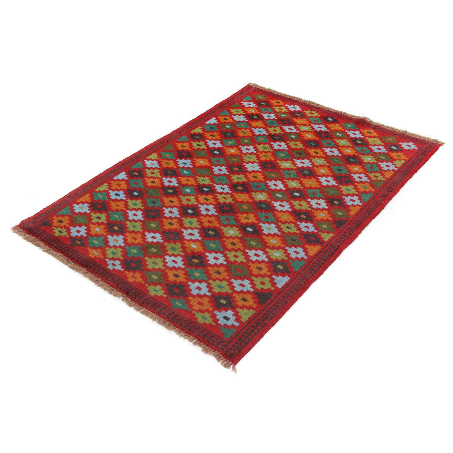 3' X 5'  Red Handmade Kohistani Baluchi Afghan Rug Rectangular