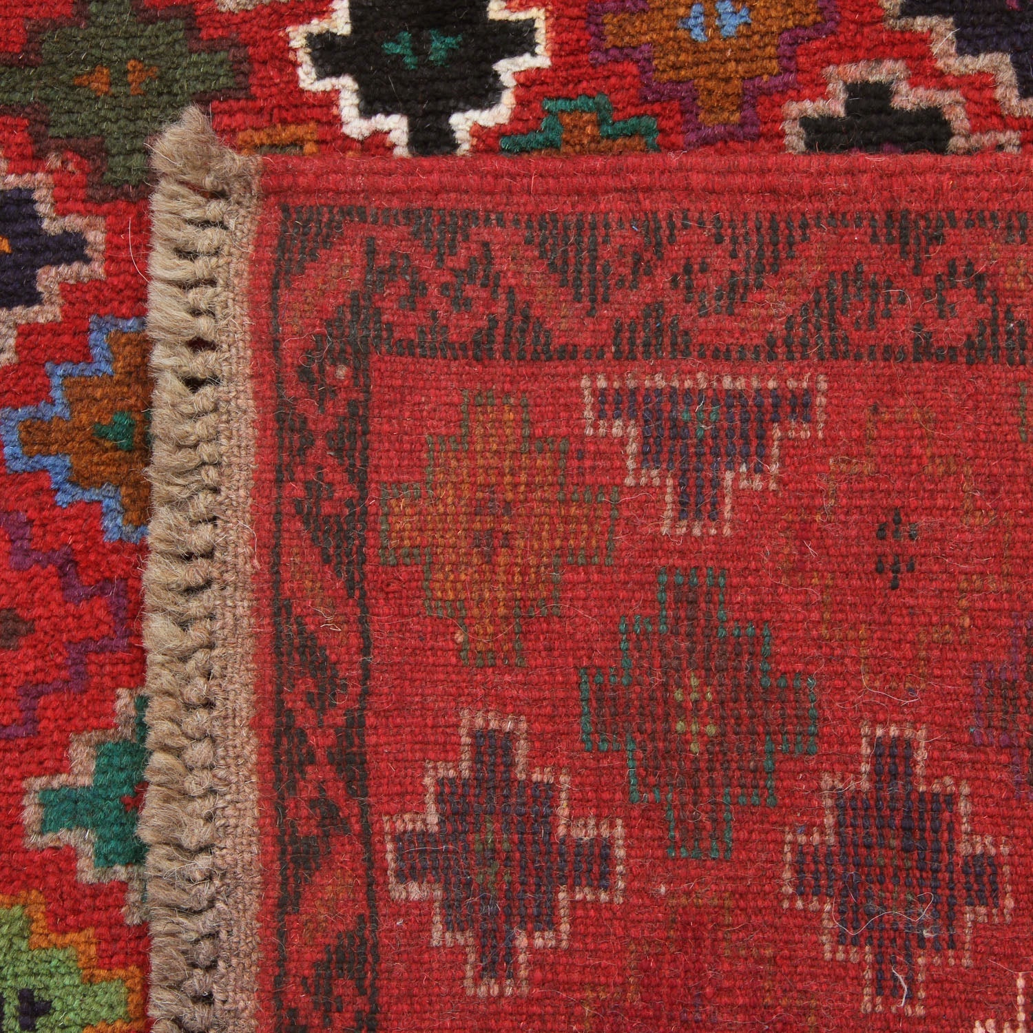 3' X 5'  Red Handmade Kohistani Baluchi Afghan Rug Rectangular
