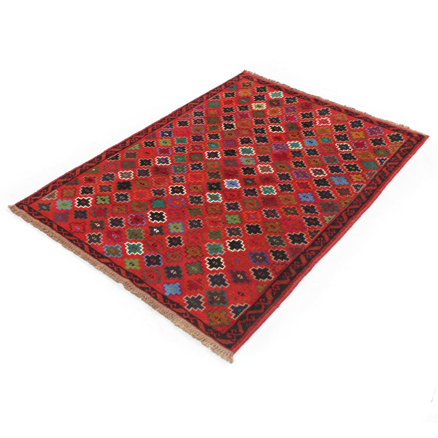 3' X 5'  Red Handmade Kohistani Baluchi Afghan Rug Rectangular