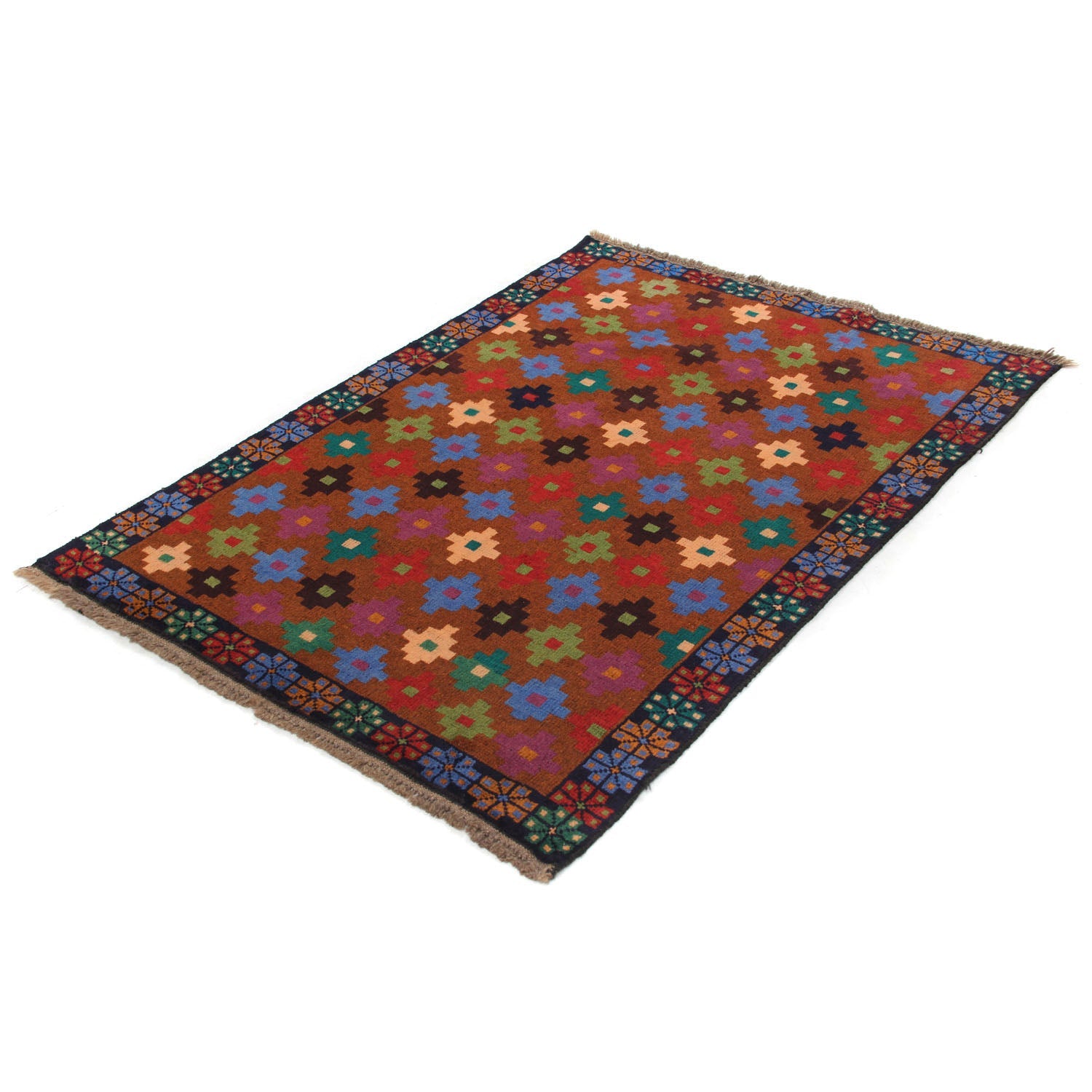 3' X 5'  Red Handmade Kohistani Baluchi Afghan Rug Rectangular