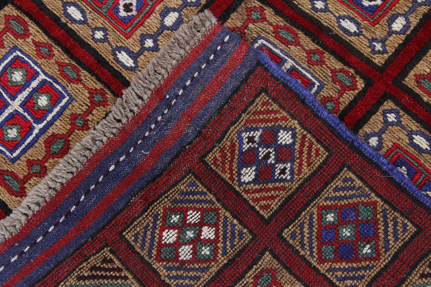 3' X 5'  Red Handmade Berjista Afghan Rug Rectangular