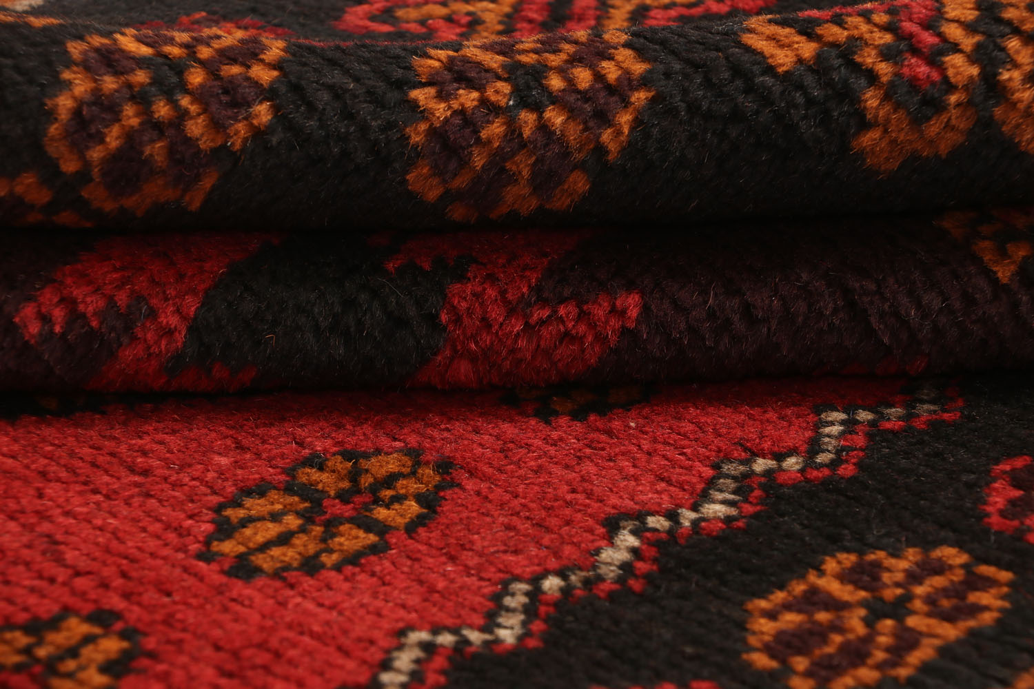 3' 3" X 6'  Red Handmade Kohistani Baluchi Afghan Rug Rectangular