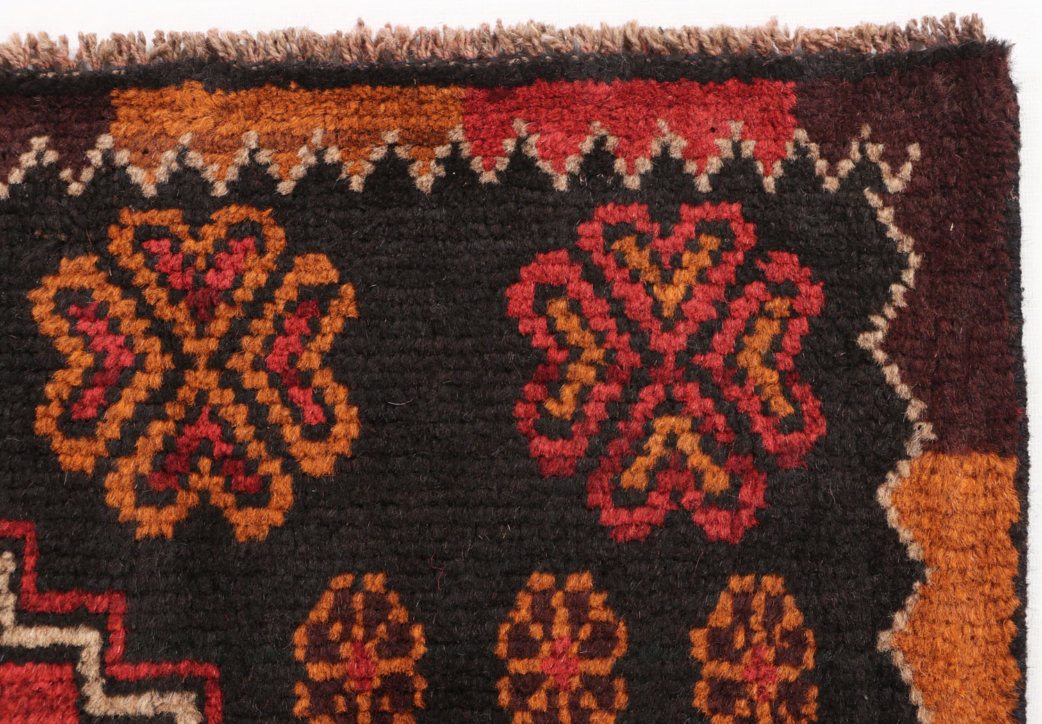 3' 3" X 6'  Red Handmade Kohistani Baluchi Afghan Rug Rectangular