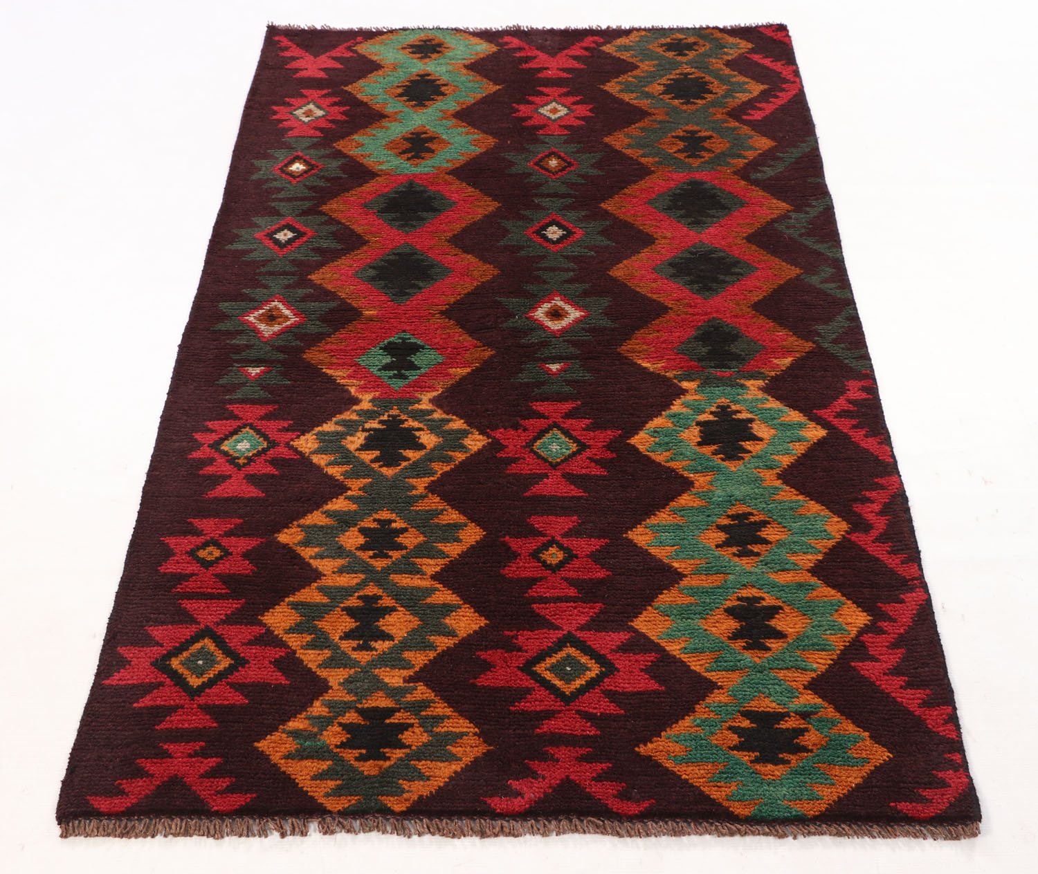 3' x 5'  Brown Handmade Kohistani Baluchi Afghan Rug Rectangular