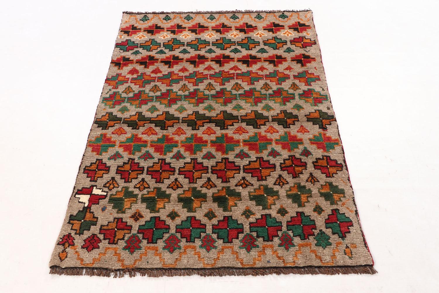 3' X 5'  Gray Handmade Kohistani Baluchi Afghan Rug Rectangular