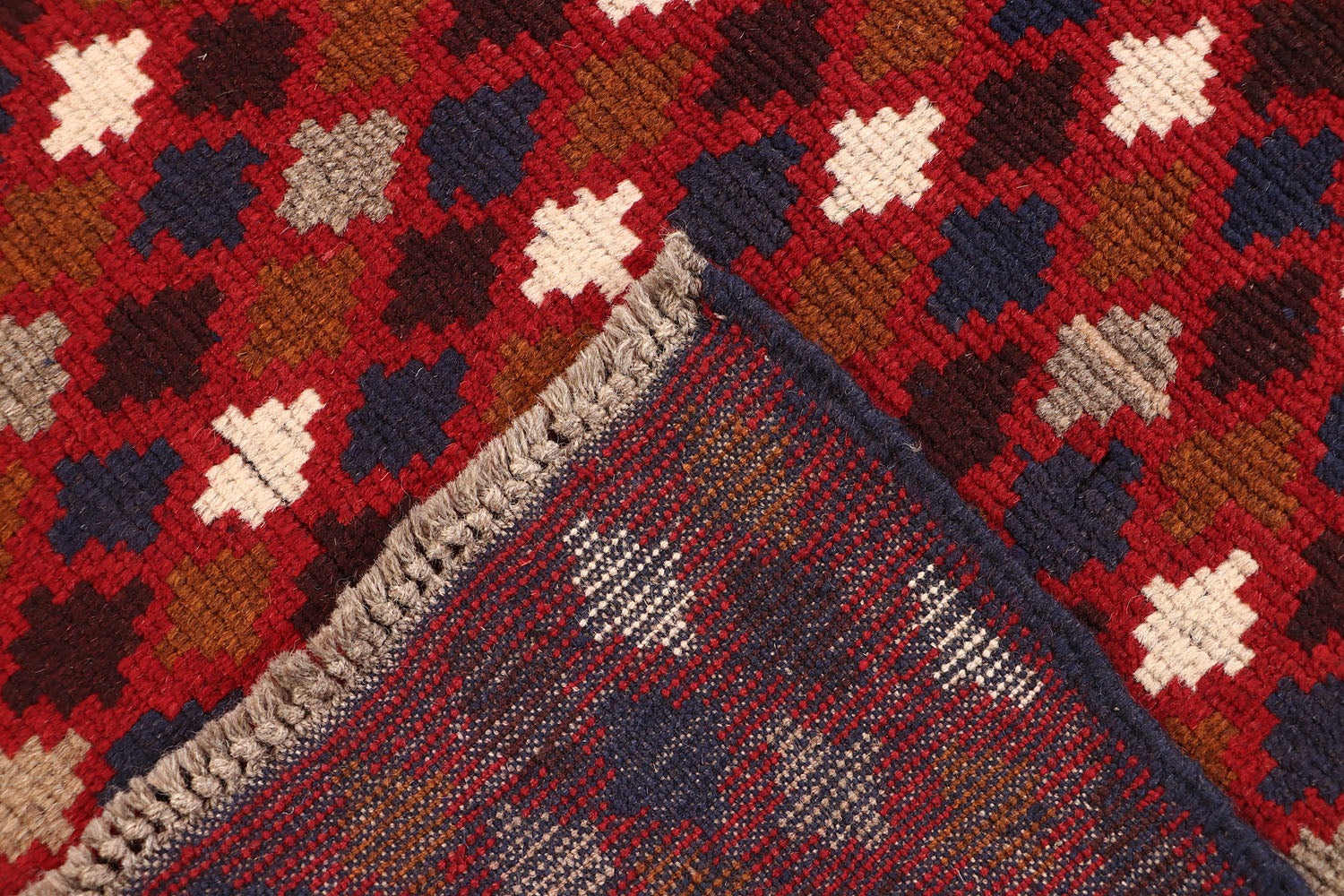 3' X 4'  Red Handmade Kohistani Baluchi Afghan Rug Rectangular