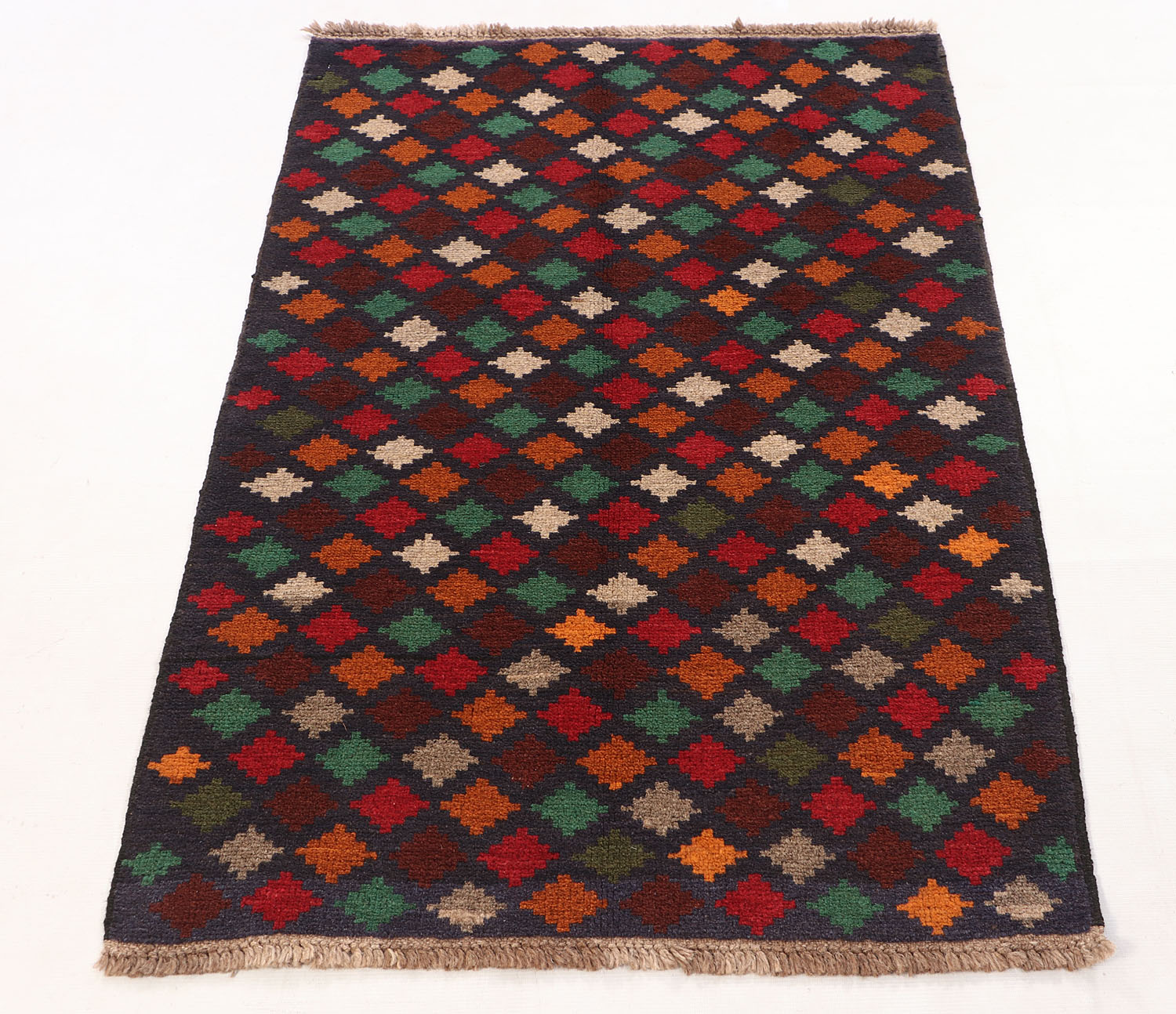 3' X 4'  Blue Handmade Kohistani Baluchi Afghan Rug Rectangular