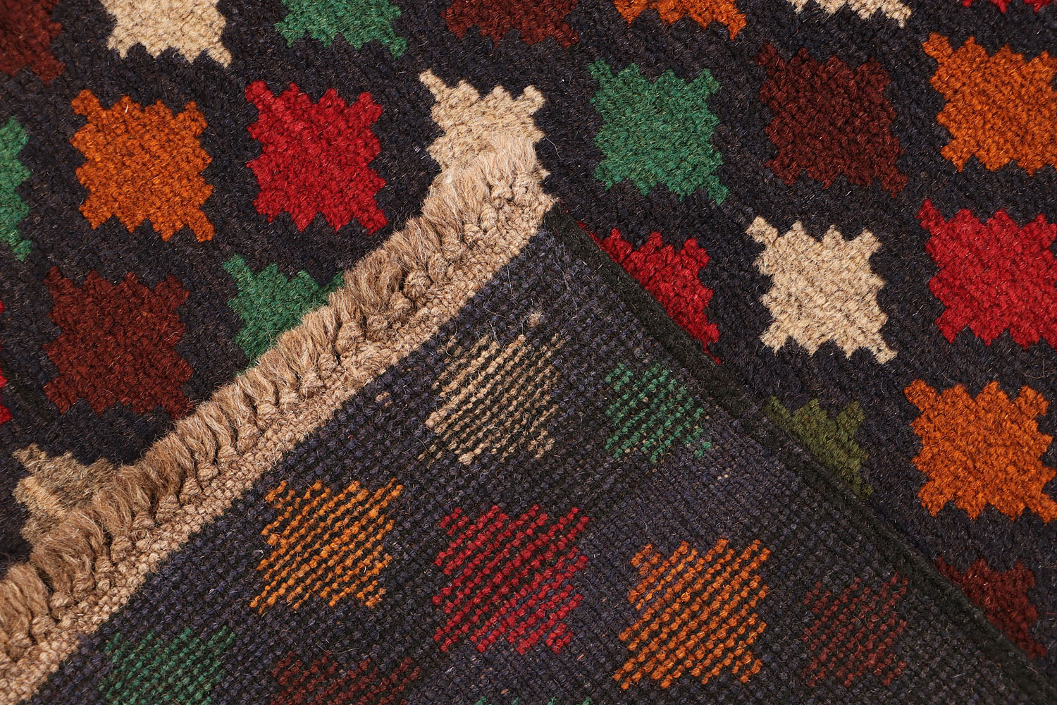 3' X 4'  Blue Handmade Kohistani Baluchi Afghan Rug Rectangular
