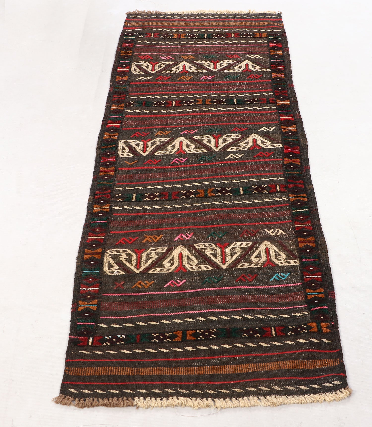 2' 6" x 6'  Brown Handmade Sufra Kilim Rug Runner