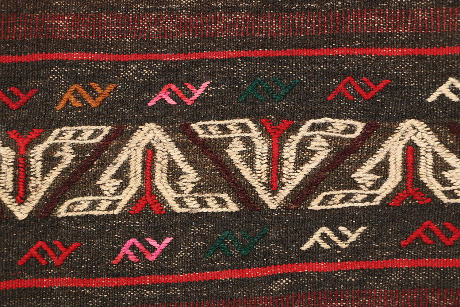 2' 6" x 6'  Brown Handmade Sufra Kilim Rug Runner