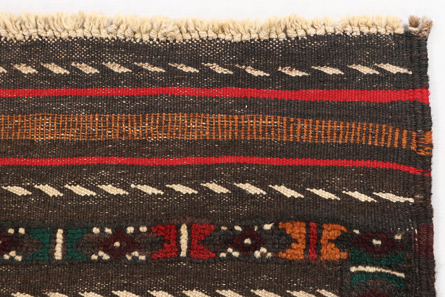2' 6" x 6'  Brown Handmade Sufra Kilim Rug Runner