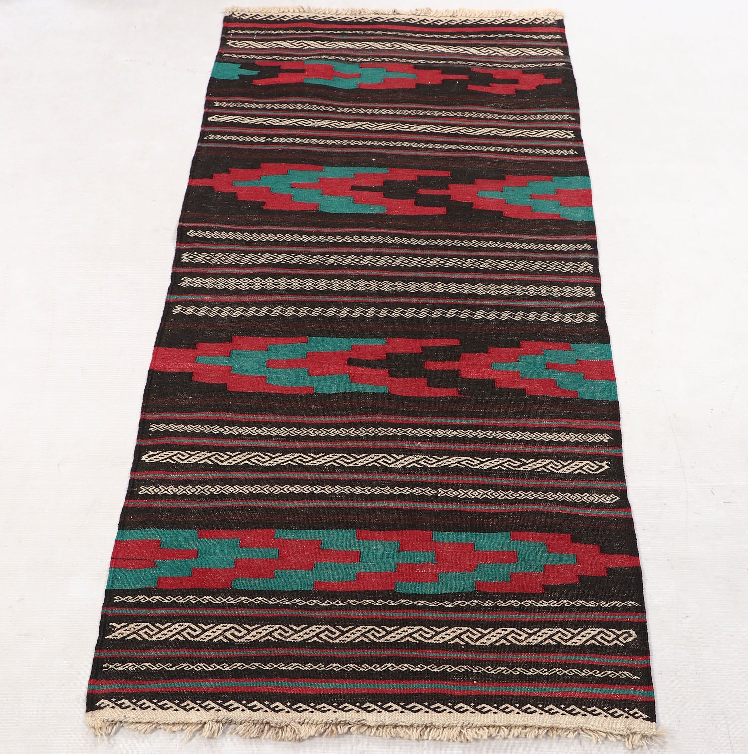 2' X 5'  Brown Handmade Sufra Kilim Rug Rectangular