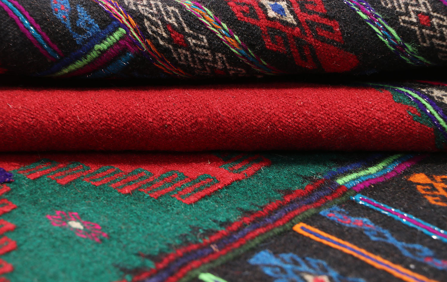 2'  X 4'  Red Handmade Sufra Kilim Rug Rectangular