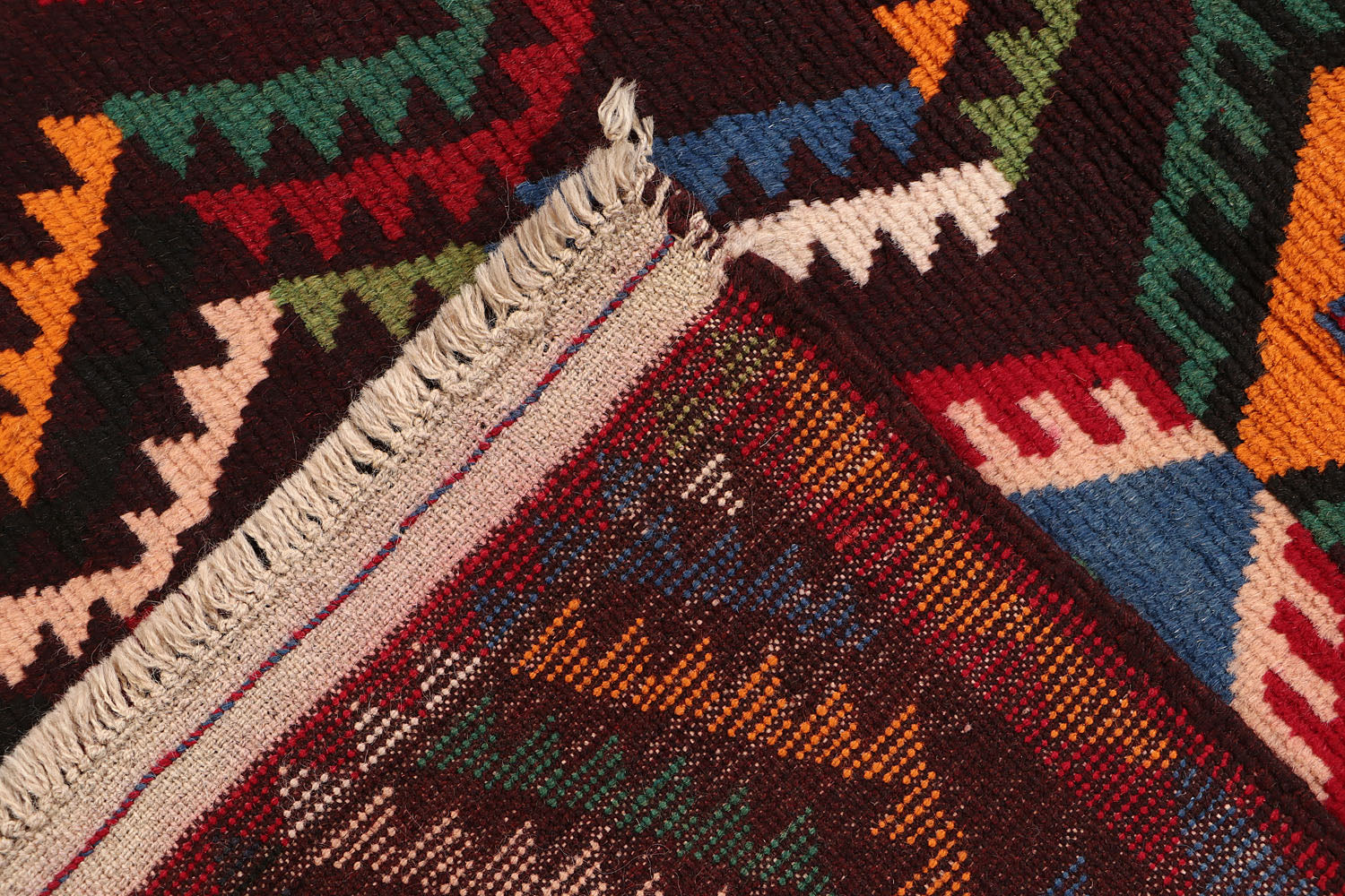 6' 6"X 10'  Brown Handmade Kohistani Baluchi Afghan Rug Rectangular