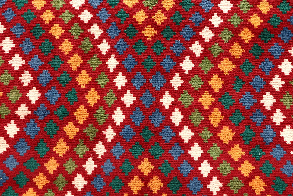 6' 6"X 10'  Red Handmade Kohistani Baluchi Afghan Rug Rectangular