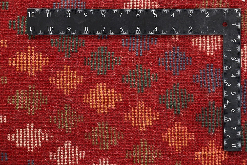 6' 6"X 10'  Red Handmade Kohistani Baluchi Afghan Rug Rectangular
