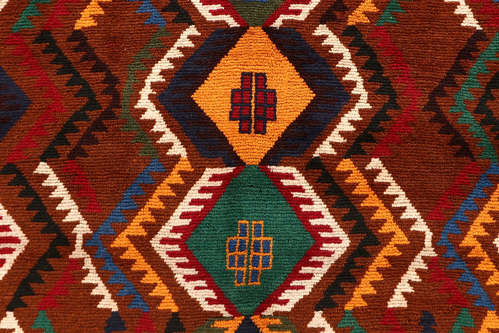 Brown Handmade Kohistani Baluchi Afghan Rug Rectangular
